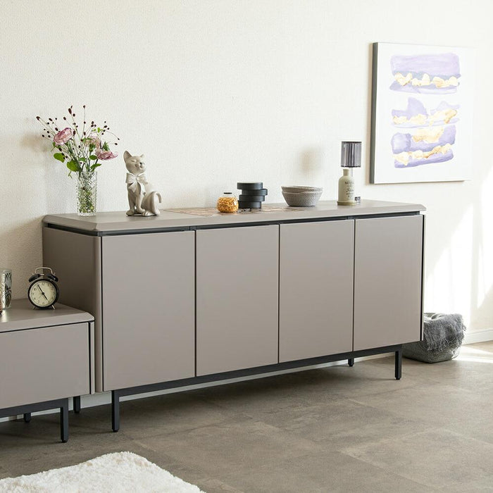 サイドボード リビングボード 150 TAUPE トープ くすみ グレー ベージュ 150cm 収納 棚 キャビネット 木製 おしゃ 収納 スチール アイアン 脚 テレビ ボード キッチン カウンター リビング ラック 幅150 高級感 脚付き