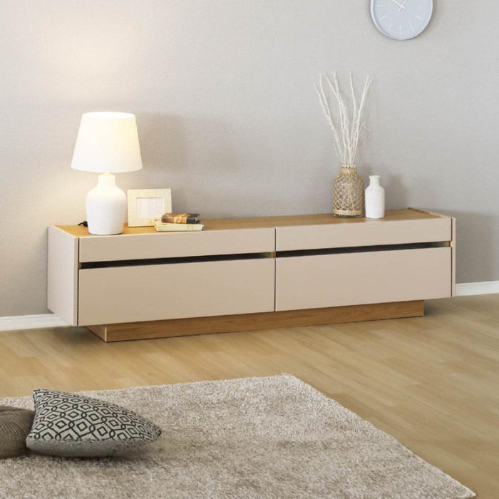 テレビボード テレビ台 150 TAUPE トープ くすみ グレー ベージュ 150cm ローボード 150 おしゃれ TVボード 完成品 シンプル モダン リビング 収納 大容量 引き出し 強化ガラス 幅150cm TV台 TVボード 赤外線 リモコン操作
