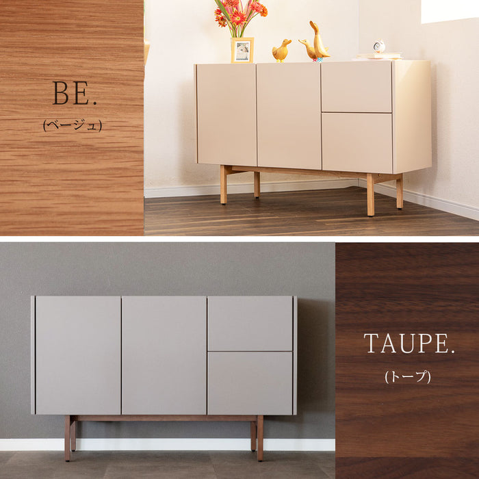 サイドボード  幅120cm くすみカラー taupe オーク ウォールナット 突板 北欧