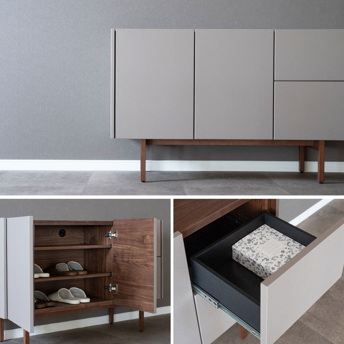 サイドボード  幅120cm くすみカラー taupe オーク ウォールナット 突板 北欧