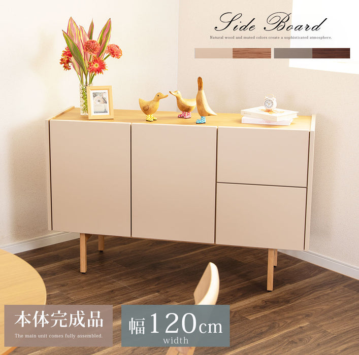 サイドボード  幅120cm くすみカラー taupe オーク ウォールナット 突板 北欧
