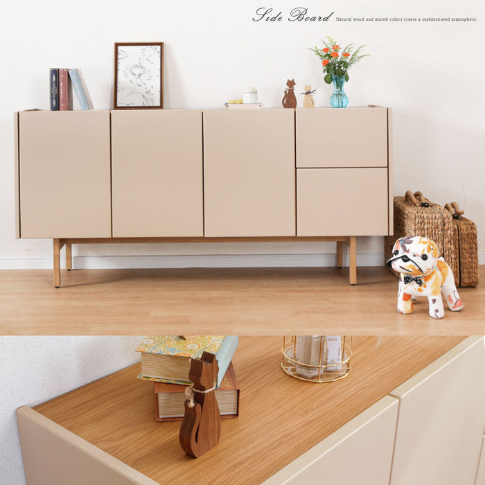 サイドボード  幅160cm くすみカラー taupe オーク ウォールナット 突板 北欧