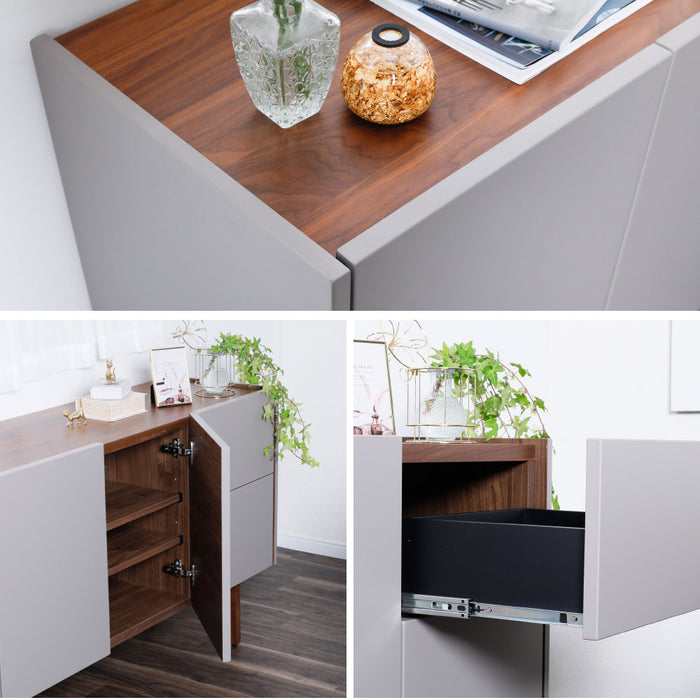 サイドボード  幅160cm くすみカラー taupe オーク ウォールナット 突板 北欧