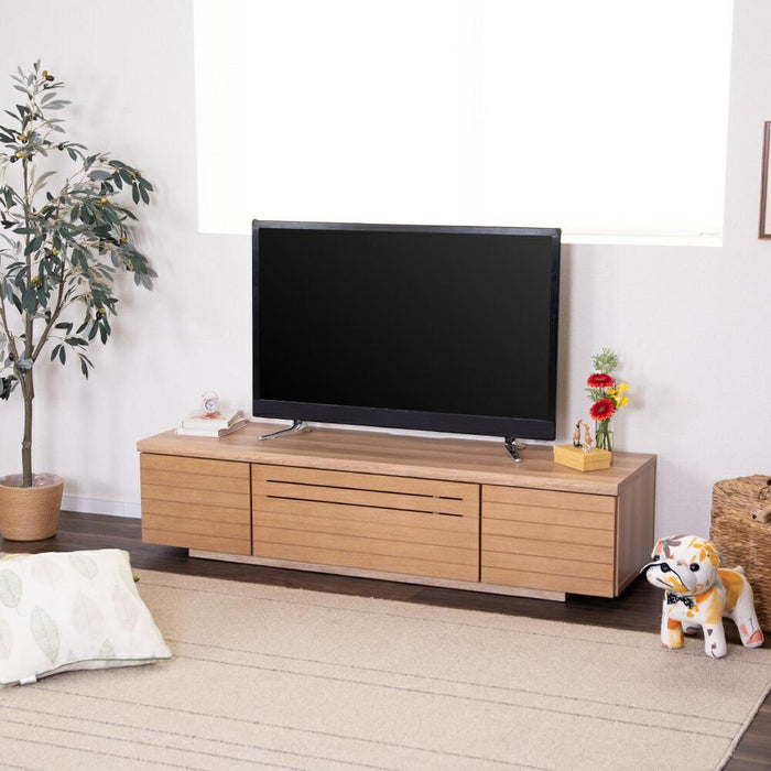 テレビ台 ローボード 幅150cm 完成品 収納 引き出し おしゃれ 北欧 テレビボード 格子 ルーバー 木目 オーク ホワイトオーク 突板 ベージュ リビングボード ロータイプ 高さ 36 cm TV台 ナチュラル 赤外線 リモコン操作