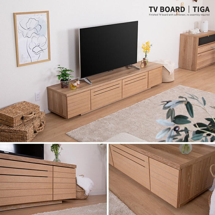 テレビ台 ローボード 幅200cm 完成品 収納 引き出し おしゃれ 北欧 テレビボード 格子 ルーバー 木目 オーク ホワイトオーク 突板 ベージュ リビングボード ロータイプ 高さ 36 cm TV台 ナチュラル 赤外線 リモコン操作