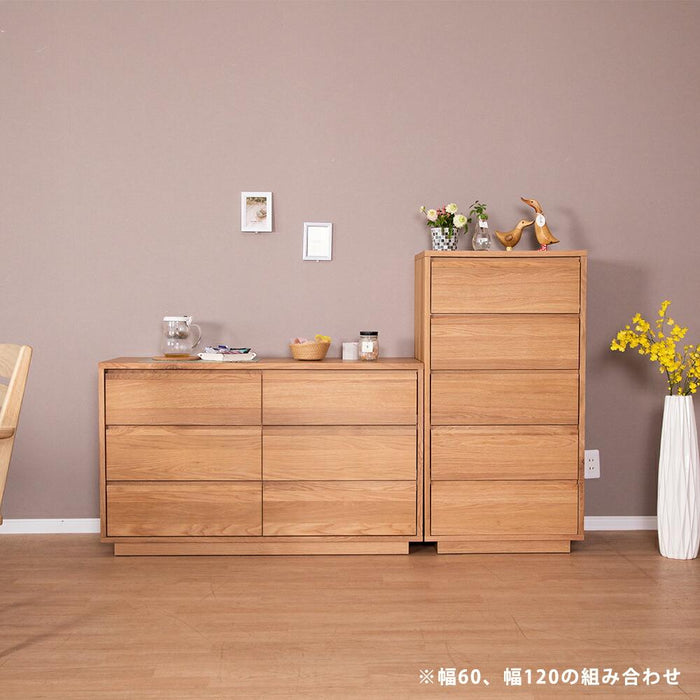 ローチェスト チェスト キャビネット 幅120 完成品 可動棚 タンス たんす 棚 フルオープン 引き出し 桐 洋服 収納 ホワイトオーク ウォールナット 突板 ベージュ ブラウン シンプル 北欧