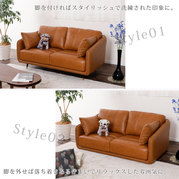 ソファ 2人 幅150cm 本革 クッション 2way ロータイプ 北欧