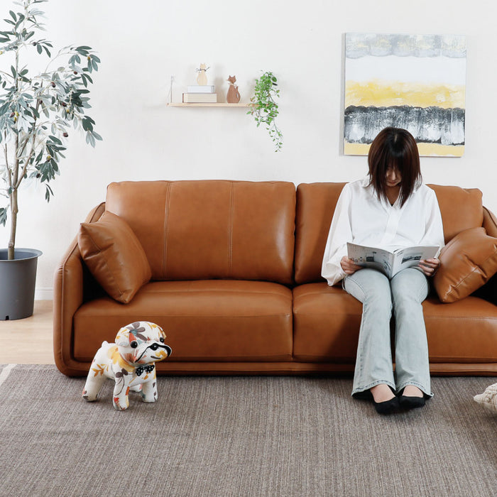 ソファ 3人 幅180cm 本革 クッション 2way ロータイプ 北欧