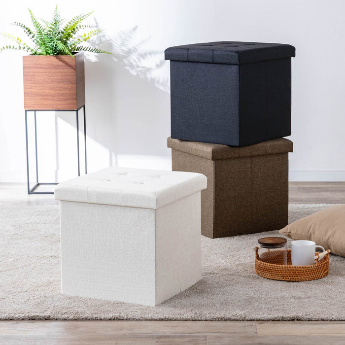 スツール 幅37.5cm 折りたたみ コンパクト 座れる 収納 ファブリック 新生活