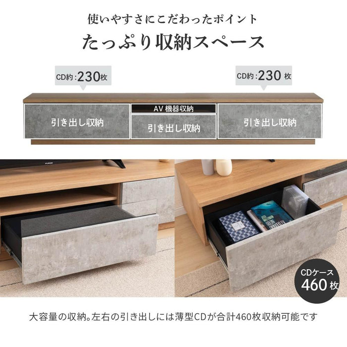 テレビボード 180 セラミック調 グレー テレビ台 180cm ローボード テレビボード 180 おしゃれ TVボード 完成品 シンプル モダン リビング収納 オーク調 大容量 収納 引き出し 幅180cm 大きめ TV台 TVボード 赤外線 リモコン操作