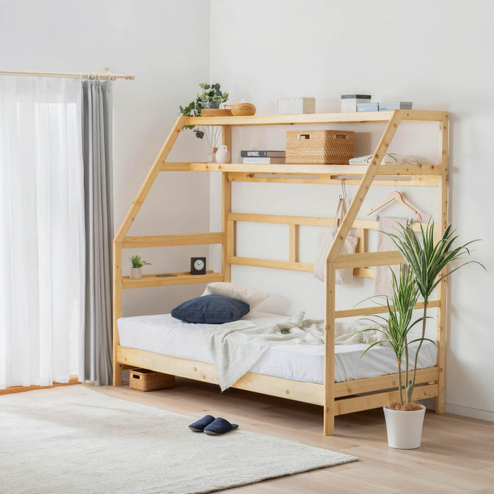 ベッドフレーム 幅210cm シングル 天然木 檜 ひのき すのこ 高さ調節 無垢材 収納